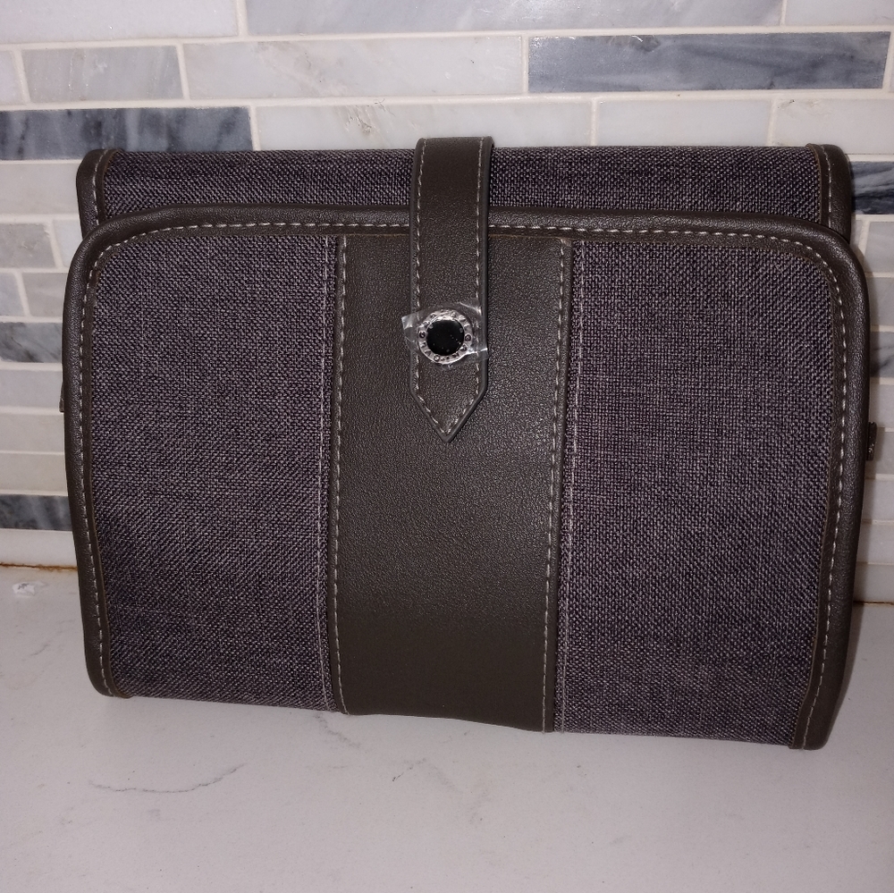 Bvlgari Parfums Folding Gray Denim And Leather Travel Jewelry/Parfum /Watch Case